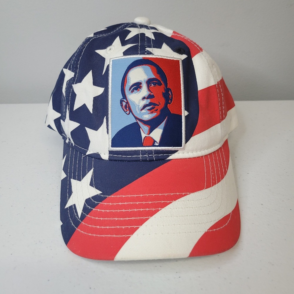 Barack Obama‎ American Flag Baseball Hat Red White Blue Stars Stripes Adjustable